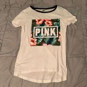 PINK Floral Ringer Tee